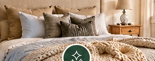 Inviting bedroom with neatly arranged bedding